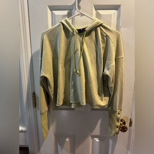 Nike Women’s Hoodie‎ Cropped Light Green Med Button Sleeves